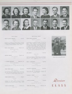 Brum Brumfiel's 1940 senior yearbook page.