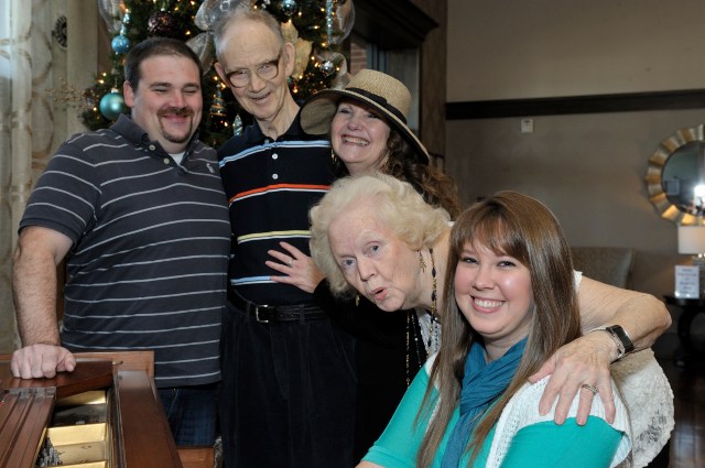 My son Justin, Daddy, me, Mama, and Justin's fiancee Tracy.