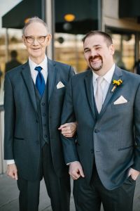 Daddy acting as best man on March 5, 2016, at my son Justin's wedding.