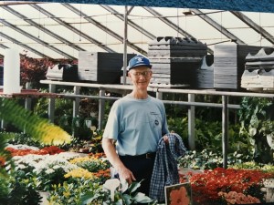 Daddy at his last job at Stanley's Greenhouse, early 2000s.