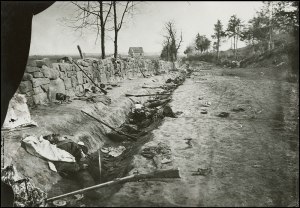 The Confederate dead at Marye's Heights, Fredericksburg, Virginia, 1863.